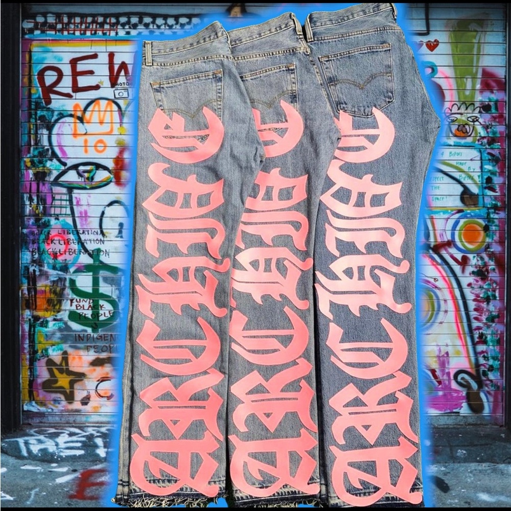 A.D.S Pink Script Denim - image 4
